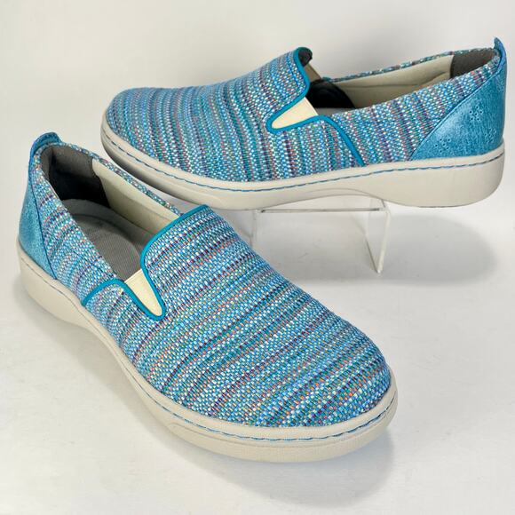 Dansko Shoes Womens 40 9.5 10 Belle Slip On Blue Woven Canvas Sneaker Shoe Blue - Picture 1 of 12
